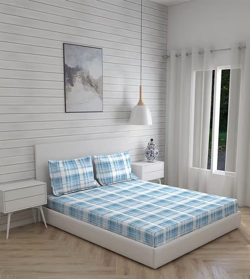 300 TC King Bedsheet (Size-KING) (Color-LIGHT BLUE)