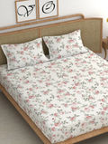 Printed Bedsheet With Pillow Covers ( White)